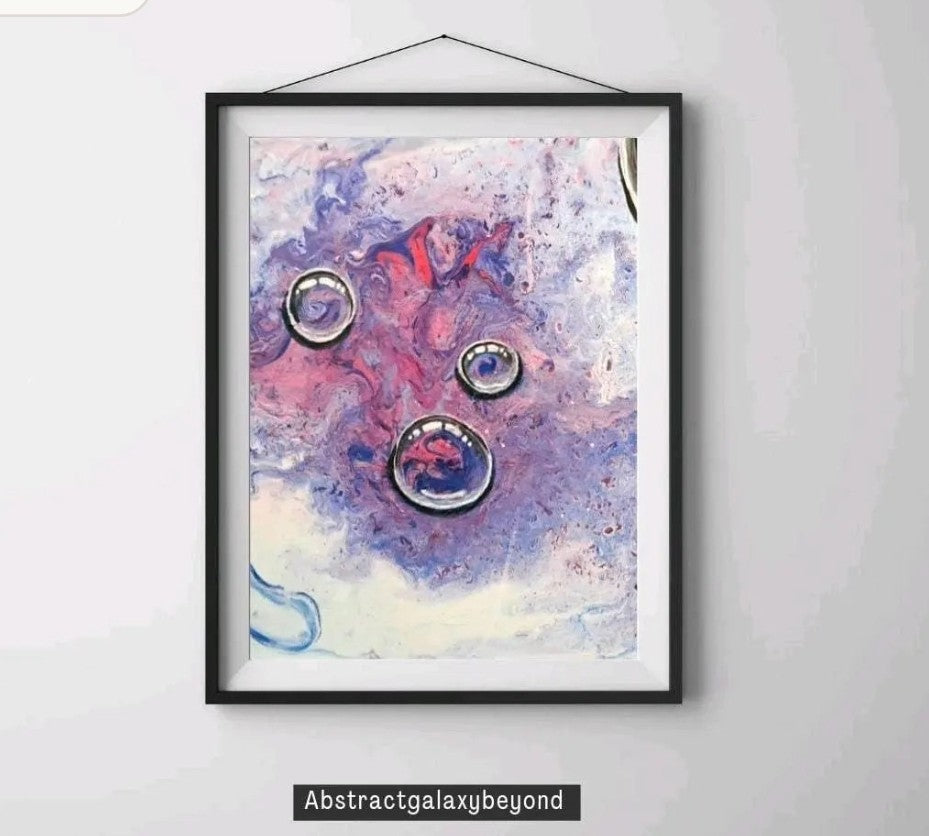 Bubble Art Original Abstract Painting — Purple, Pink & Blue
