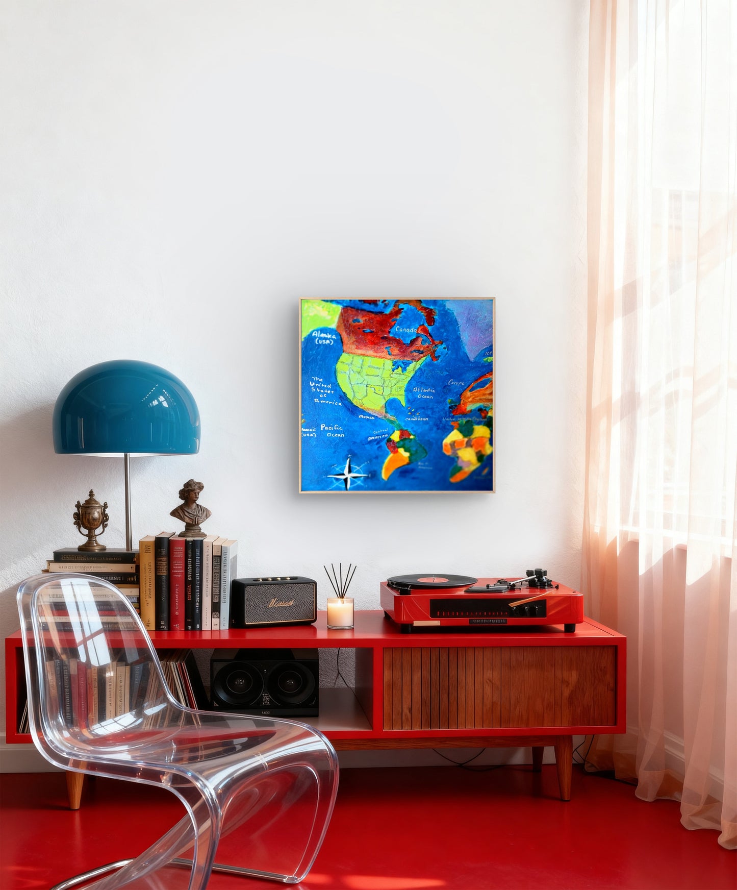 Children's World Map/Unique, Unframed Art Print/ Kids room decor