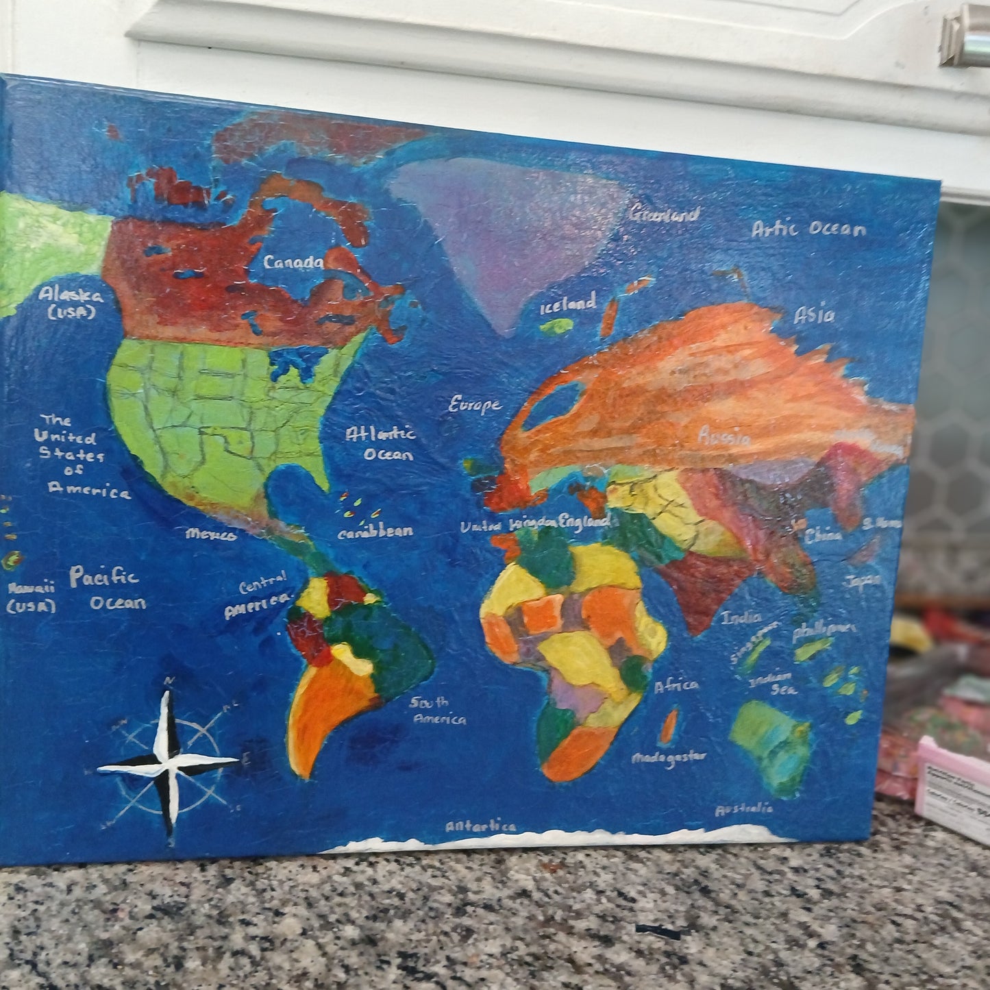 Children's World Map/Unique, Unframed Art Print/ Kids room decor