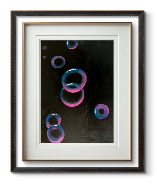 Cosmic Bubbles/3D Bubble Art Print from Abstract Galaxy beyond. Unframed/ Signed.