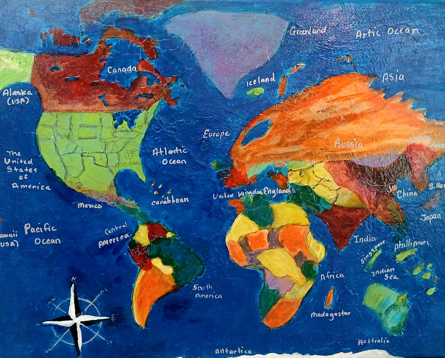 Children's World Map/Unique, Unframed Art Print/ Kids room decor