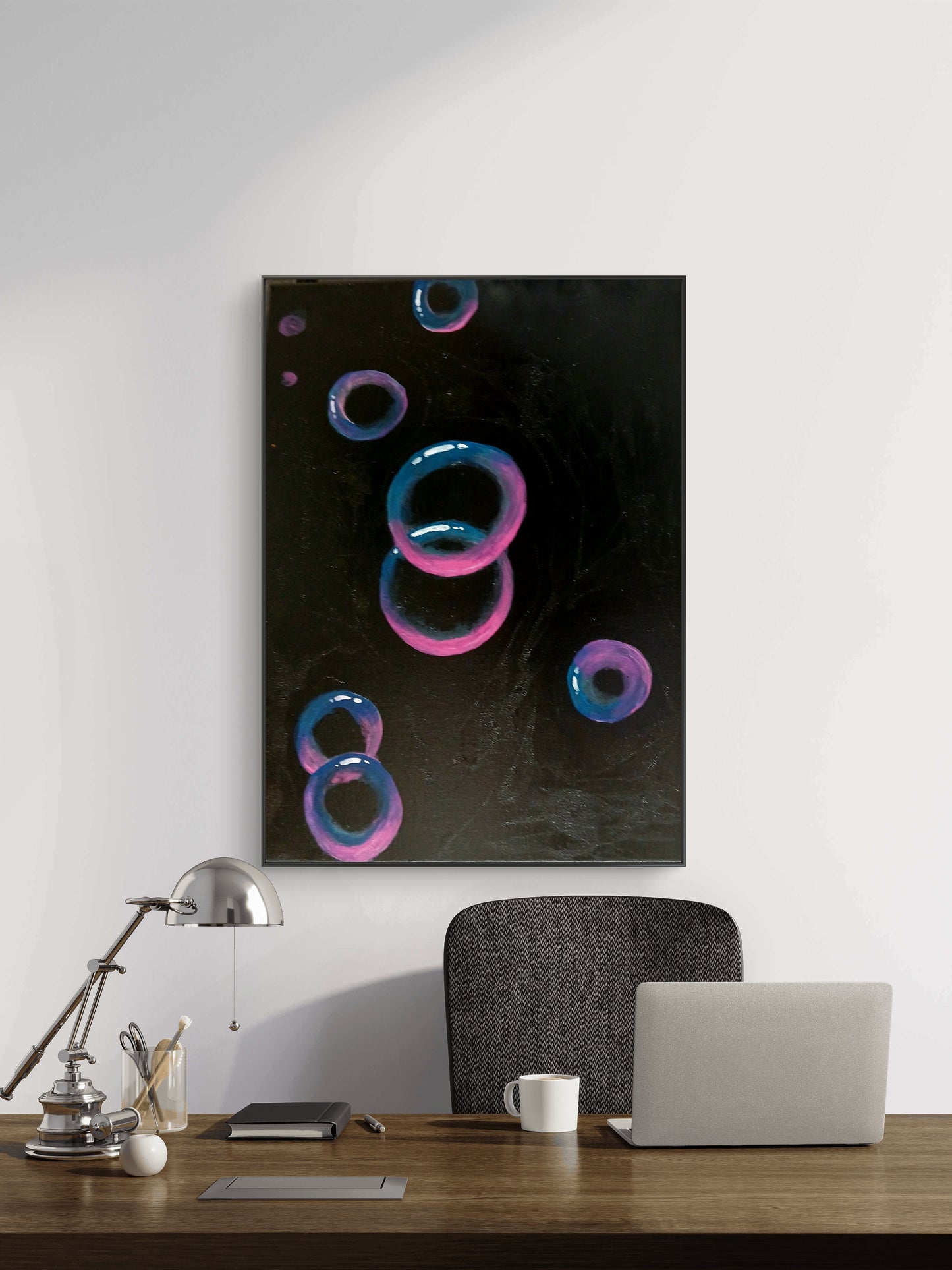 Cosmic Bubbles/3D Bubble Art Print from Abstract Galaxy beyond. Unframed/ Signed.