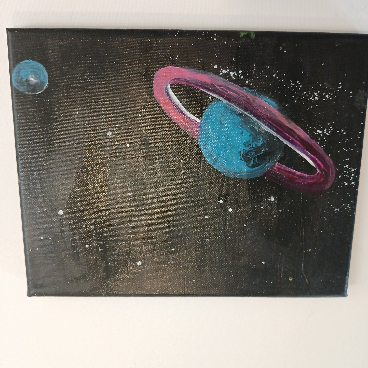Galaxy Art Poster/Blue Planet with Pink Rings/Orbit of Dreams  Print by Abstract Galaxy Beyond.