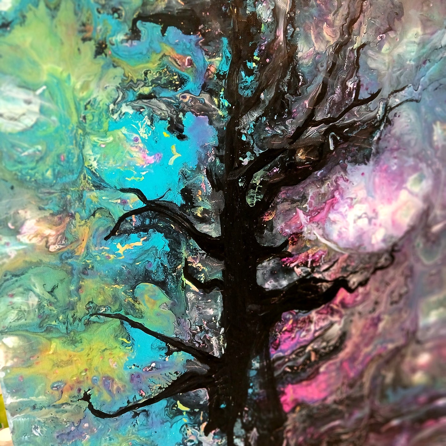 Celestial Tree — Original Abstract Fluid Art Painting