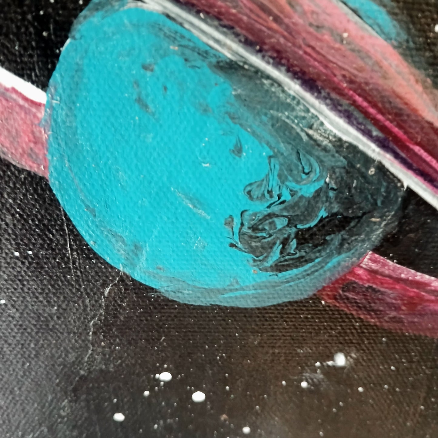 Galaxy Art Poster/Blue Planet with Pink Rings/Orbit of Dreams  Print by Abstract Galaxy Beyond.