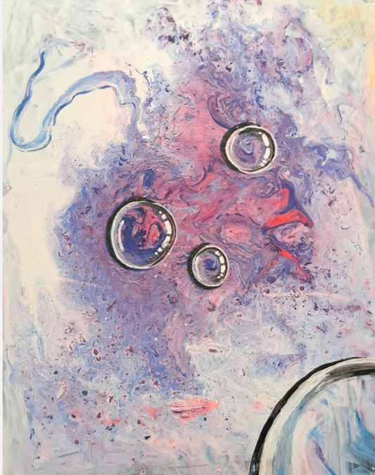 Bubble Art Original Abstract Painting — Purple, Pink & Blue