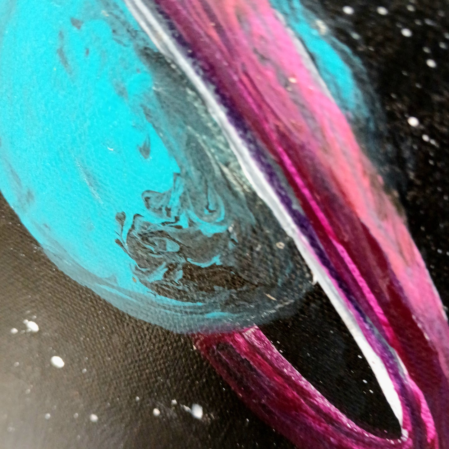 Galaxy Art Poster/Blue Planet with Pink Rings/Orbit of Dreams  Print by Abstract Galaxy Beyond.