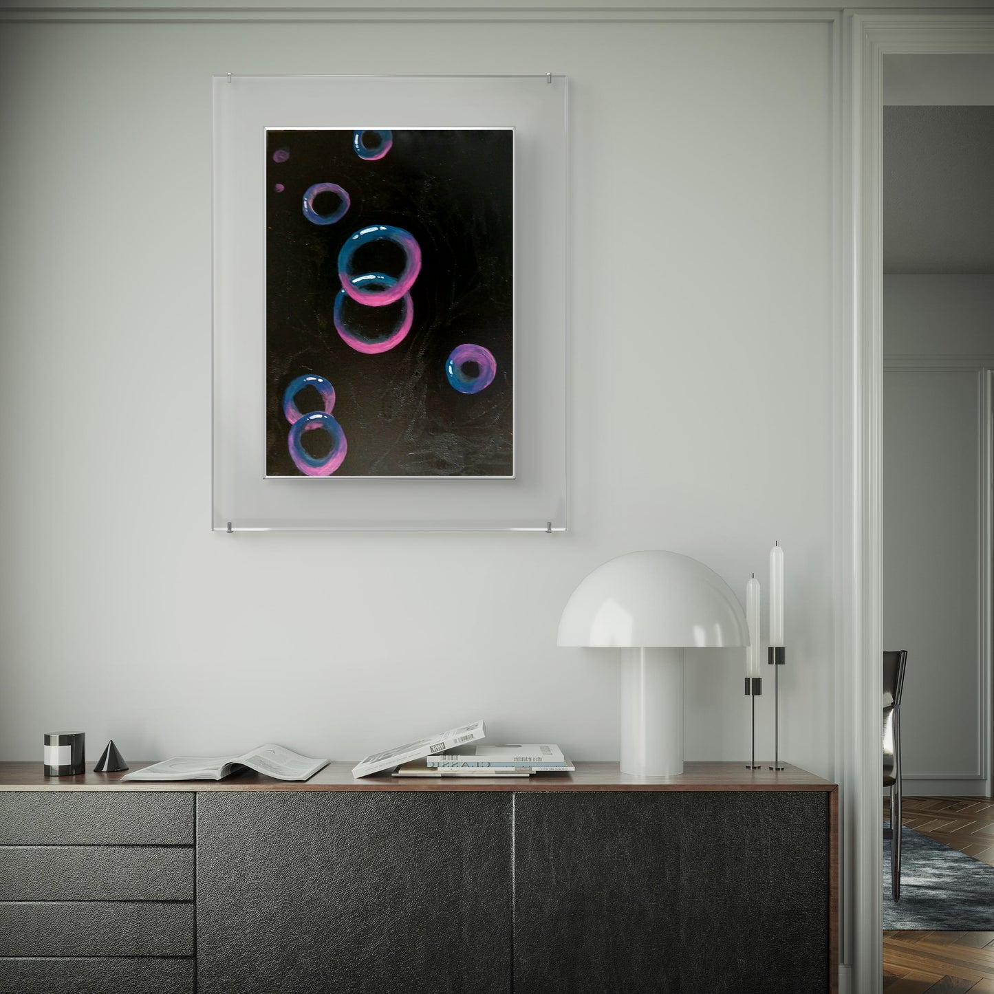 Cosmic Bubbles/3D Bubble Art Print from Abstract Galaxy beyond. Unframed/ Signed.