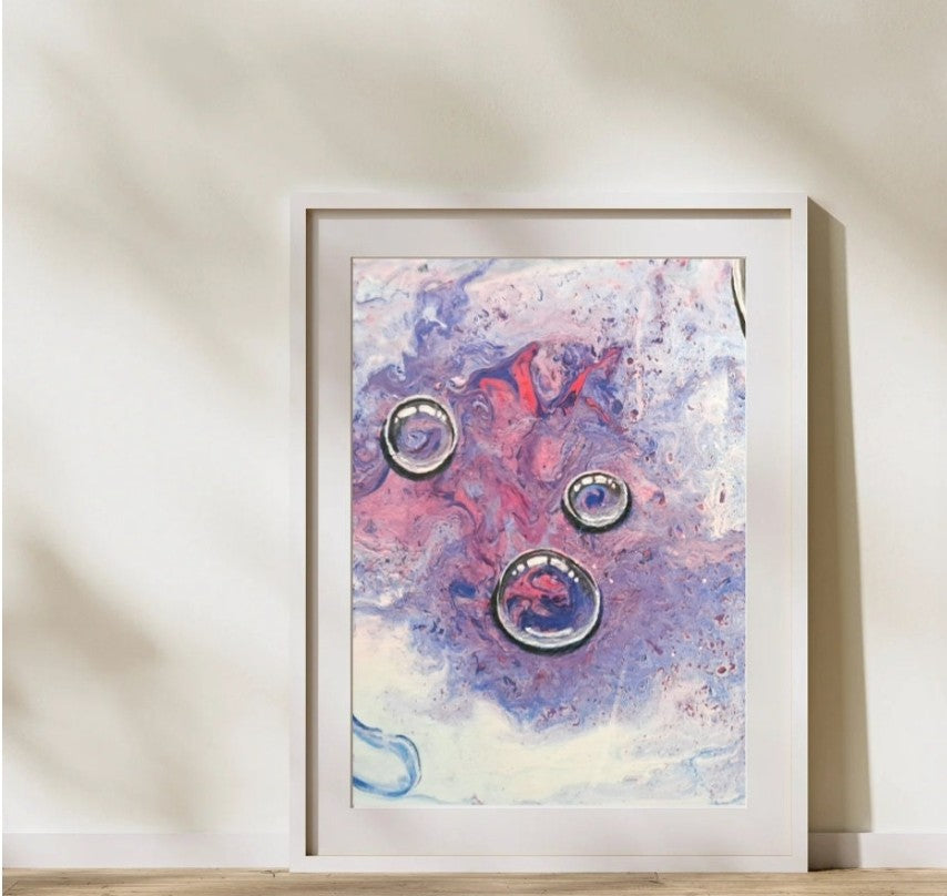 Bubble Art Original Abstract Painting — Purple, Pink & Blue